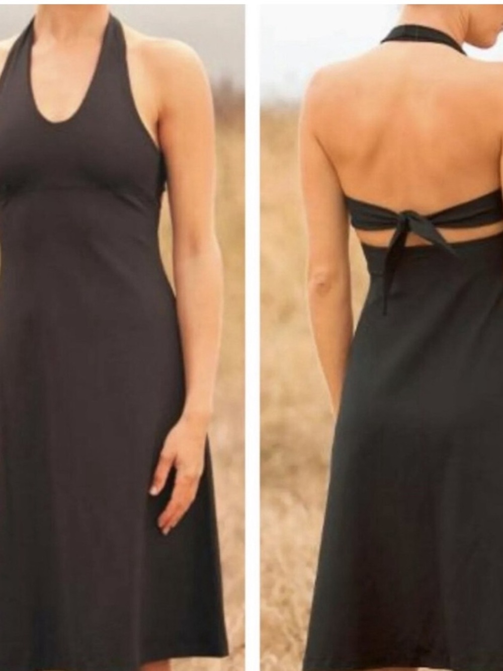 PATAGONIA | Morning Glory Tie Back Halter Hiking Dress in Black | M